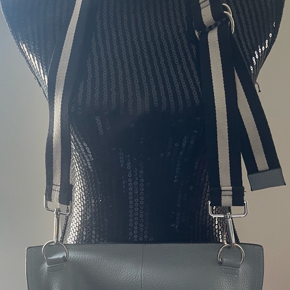 Christopher Kon Grey Pebbled Crossbody Leather Bag - Picture 3 of 16